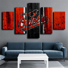Baltimore Orioles MLB Baseball Team Red And Black Logo 5 Piece Canvas Wall Art