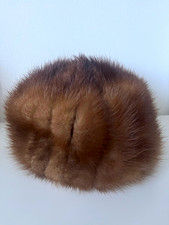 Vintage Boutique Kates Canada Genuine Fur Hat Brown 22&rdquo; 56cm Pillbox