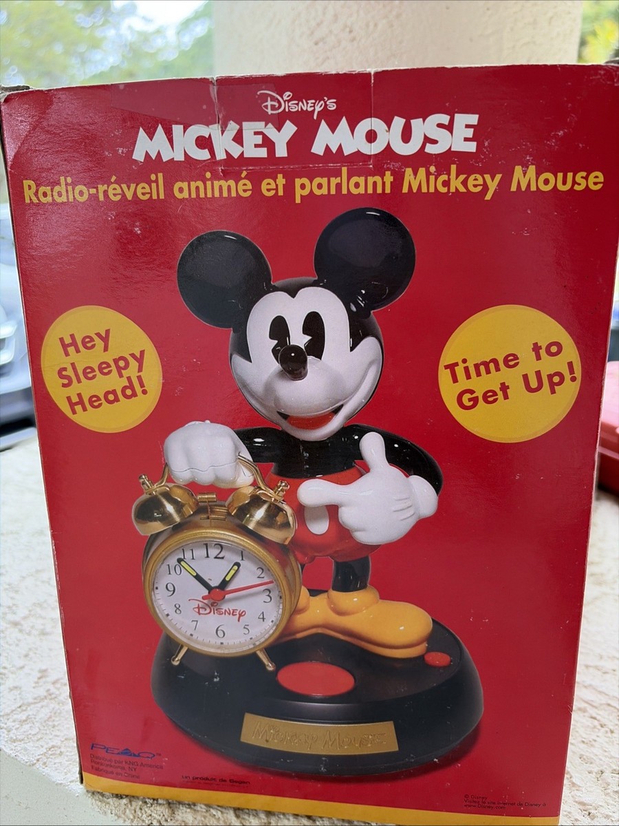 Disney Mickey Mouse Animated Talking Alarm Clock w/ Box – Works