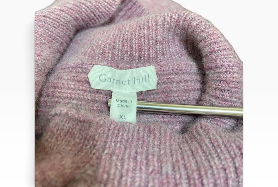 Garnet Hill Cashmere Cable Knit Sweater Dusty Rose Funnel Neck Womens ...