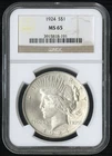 US Coin 1924 Peace Silver Dollar NGC MS65 NO RESERVE!