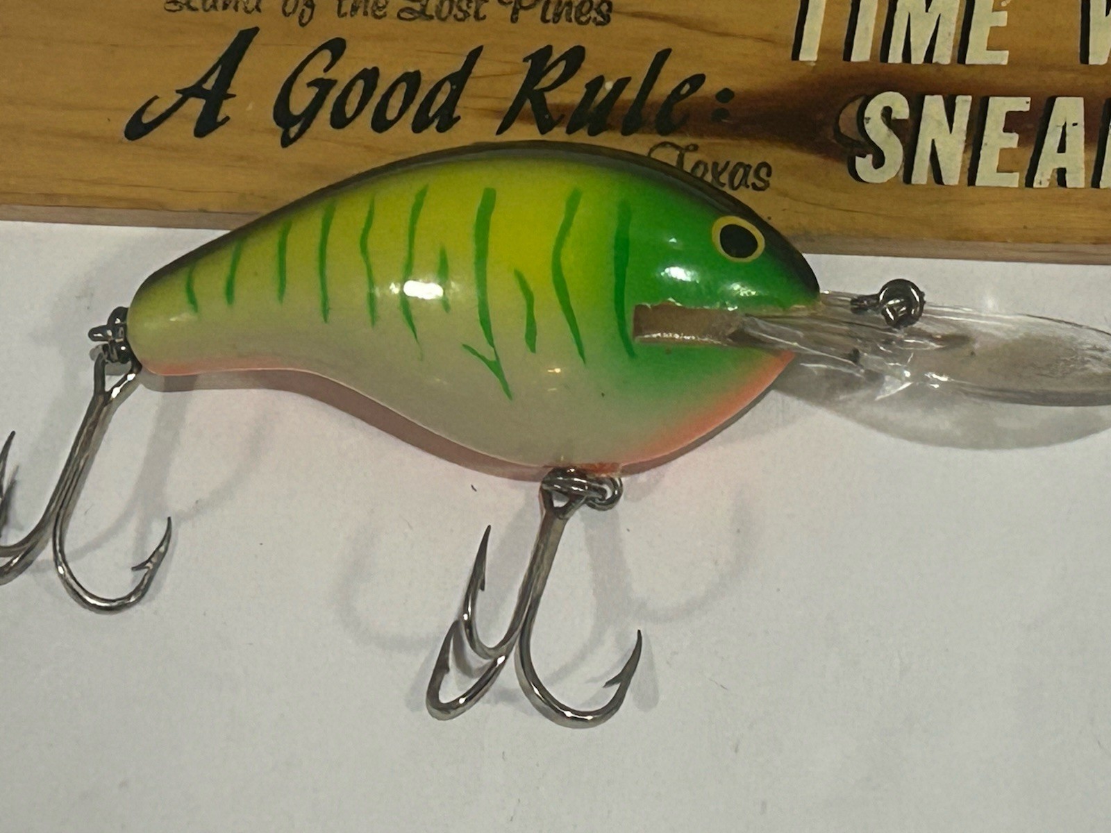 BAGLEY DIVING B 3  DB3 CRANKBAIT HARD TO FIND BN6 GREEN ON BONE COLOR U.S.A MADE