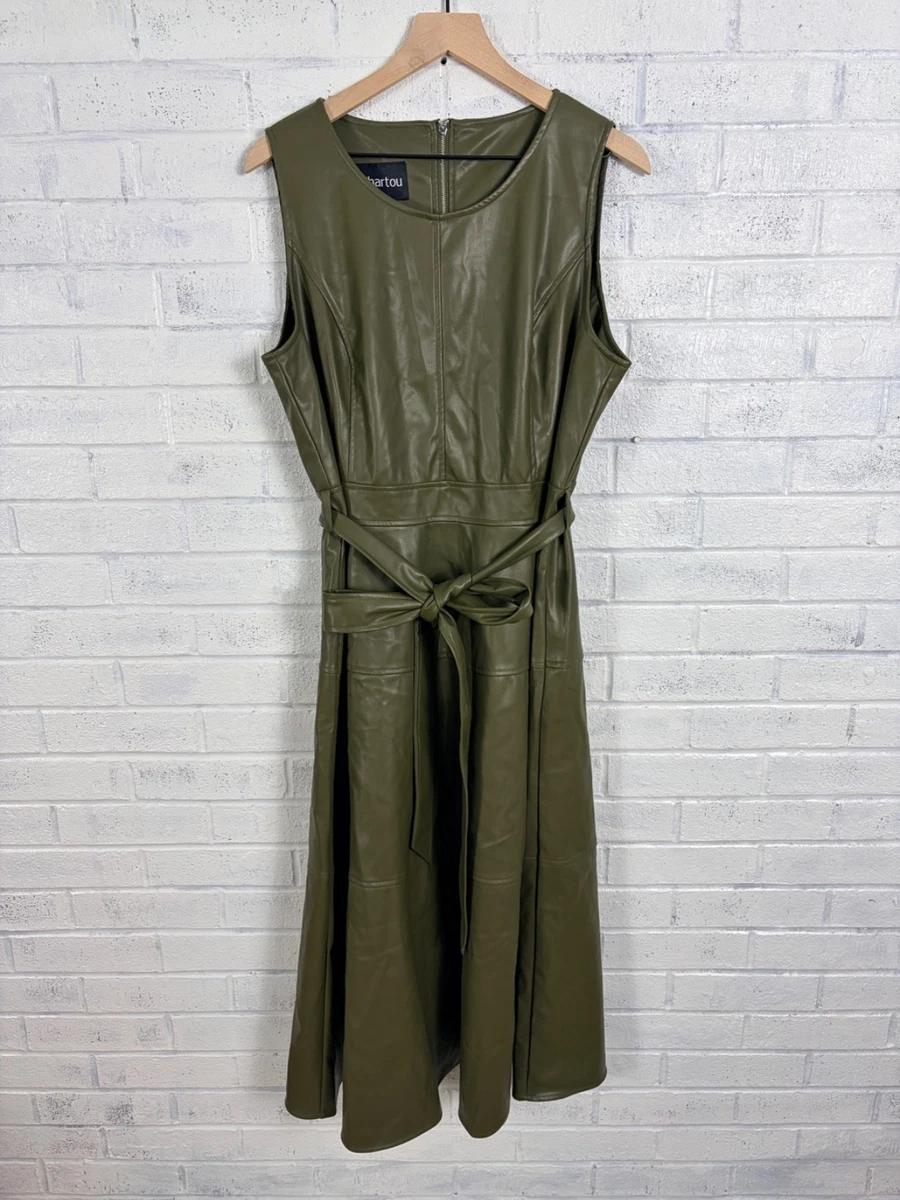 olive green leather dress Faux Dresses for Women for sale Faux leather