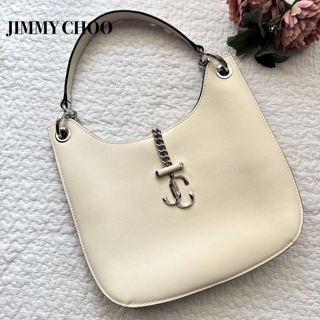 JIMMY CHOO Varenne Hobo One Shoulder Bag White inch