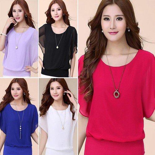 Blusa Top Camisetas Sueltas Informales Talla Grande Para Mujer Sueltas Cuello Redondo Manga Corta - Imagen 3 de 16