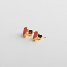 Kate Spade New York Small Heart Stud Earrings Flamingo Pink With Dust Bag