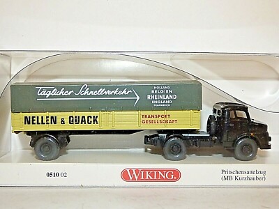 Wiking Mercedes-Benz kurze Motorhaube Pritsche Auflieger Nellen & Quack Maßstab 1:87
