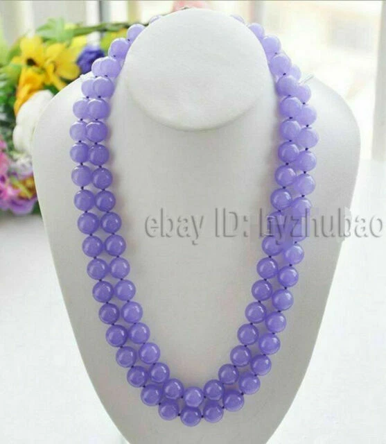 25英寸36英寸50英寸6/8/10/12毫米海蓝宝石/石英/玉石/宝石圆珠项链AAA — 第 4/4 张图片