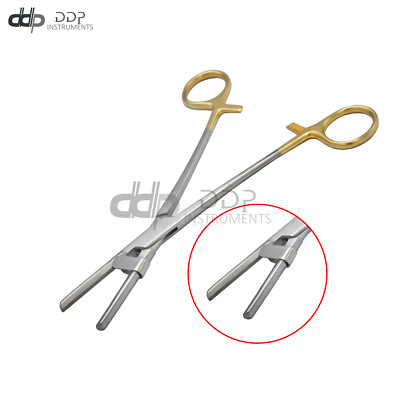 Gold-Handled Tube Occluding Clamp Forceps 8'' With Guard - Surgical Dental Tool DS-1377 (Locking) 2 thumbnail image