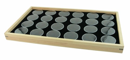 Jewellery Gem Storage Show Tray - Solid Wooden Display Tray + Gem Pot Insert - Picture 2 of 6