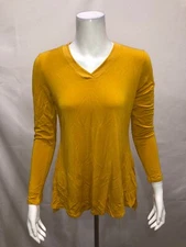 H by Halston Womens Essentials V-Neck Long-Sleeve Tunic Top Marigold XX-Small Sz