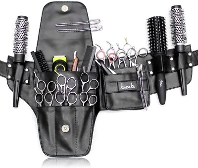 Kassaki Hairdressing Tool belt Scissor Pouch Shear Holder Waist Belt Bag Black