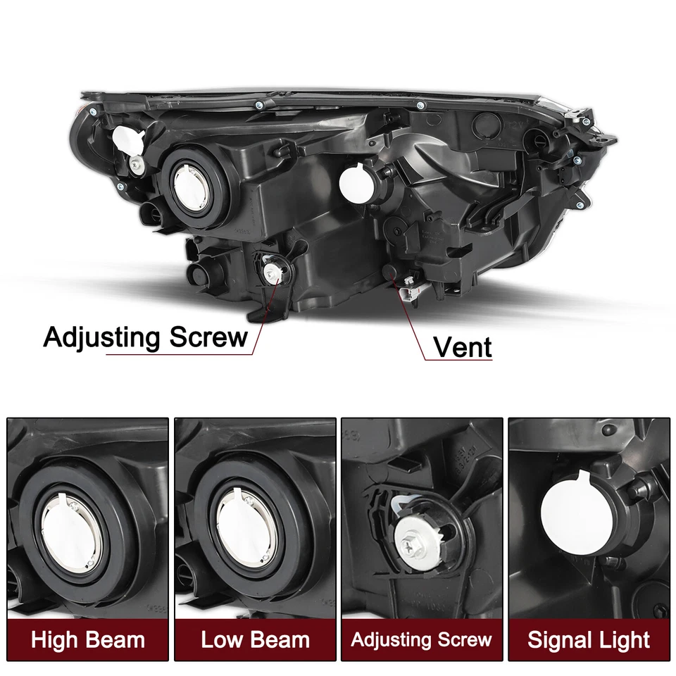 For 2016 2017 2018 Toyota Rav4 Halogen Black Headlights Headlamps Left+Right Set - Image 3 of 4