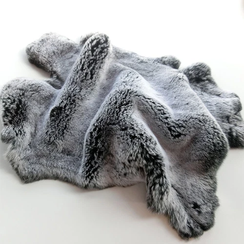Genuine Rex Rabbit Skin Pelts Fur Hide Tanned Leather Craft Skin DIY Frost Black - Picture 5 of 8