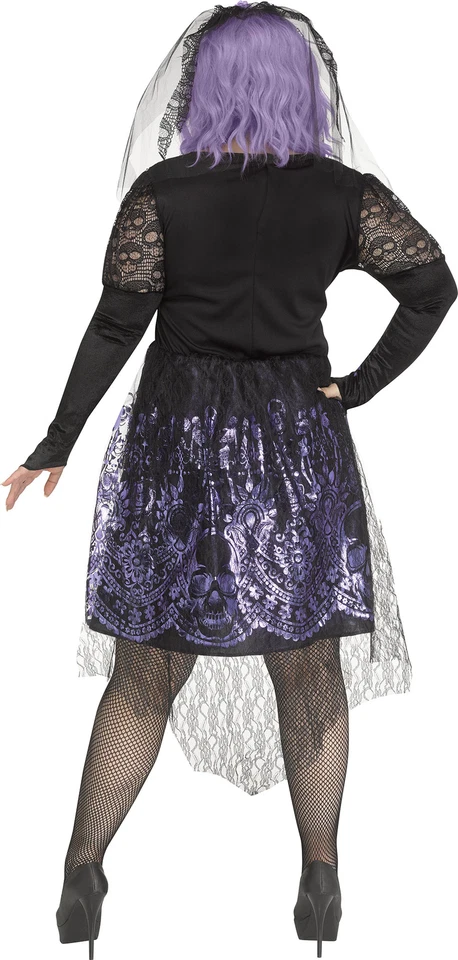 Dark Senorita Skeleton ADULT Womens Costume NEW Day of Dead Dress Headband PLUS - Image 2 of 4