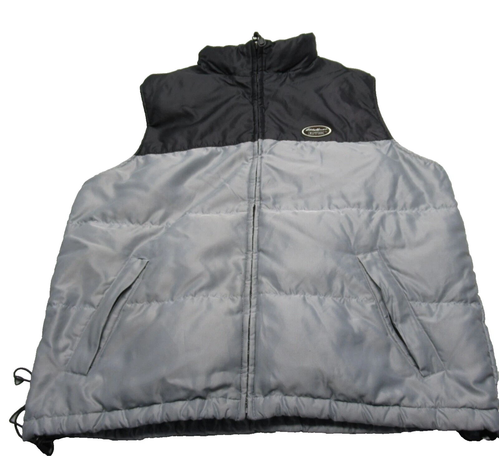 Eddie Bauer Ebtek Goose Vest Mens XL Silver Colorblock Full Zip Down Clumping