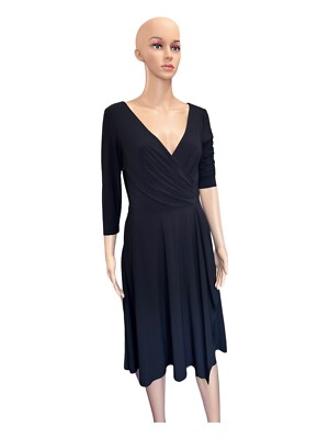 Jones Wear Black Dress Empire Waist Cocktail Formal 3/4 Sleeves Size 6