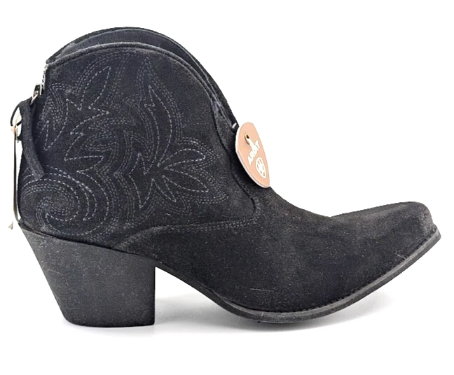 Ariat Mujer Talla 8 Layla Western Botines Gamuza Negra Envejecida - 10046888 Foto 3 de 4