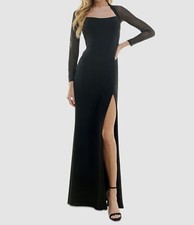 City Studios Women's Junior's Black Back-Cutout Mesh-Sleeve Dress Size 13
