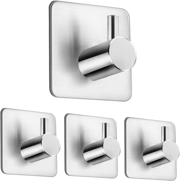 4 StüCk Handtuchhaken Handtuchhalter Ohne Bohren Edelstahl Selbstklebend KüChe-image
