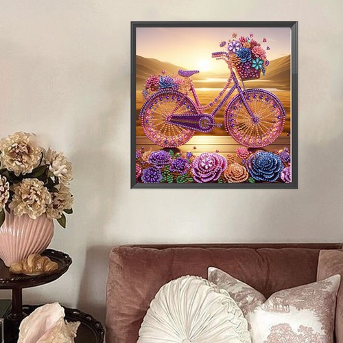 5D DIY Partial Special Shaped Drill Diamond Painting Flower Bike Decor30x30cm - Afbeelding 3 van 10