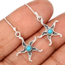 Sun - Composite Kingman Blue Mohave Turquoise 925 Silver Earrings CE48638