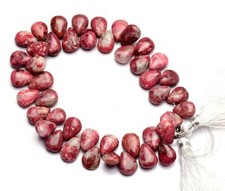 Natural Rare Gem Thulite 12x8MM Approx Size Smooth Pear Shape Beads Strand 8"