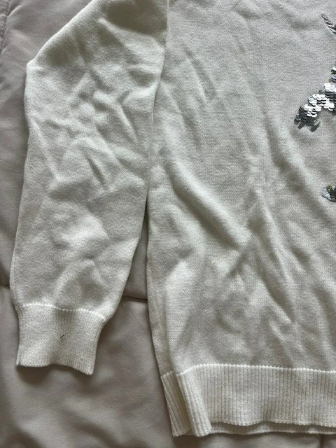 The Childrens Place Embroidered Sequin Unicorn sweater 10-12 Cream White - Image 4 of 4