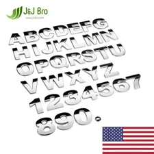 J&J Bro™ Metal Chrome Car Sticker Letter Alphabet Number Emblem 25MM Small Size
