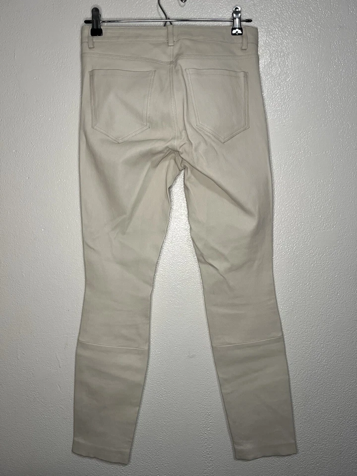 Pantalones de mezclilla Theory crema ajustados de cuero de cordero talla 2 excelente estado envío rápido Foto 2 de 4
