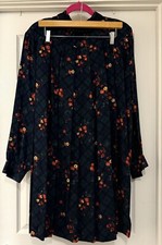 Country Pendleton Vintage Blouse Navy Plaid Floral Mock Neck Skirt Set Sz 16