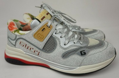 silver glitter gucci sneakers