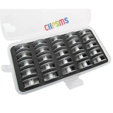  25PCS 26MM Diameter Large ALUMINUM BOBBINS & BOX FIT FOR DURKOPP ADLER 221,222