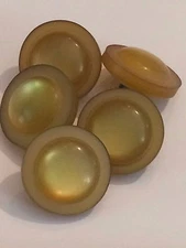 5 New Old Stock Vintage plastic buttons lot olive green 3/4" shank