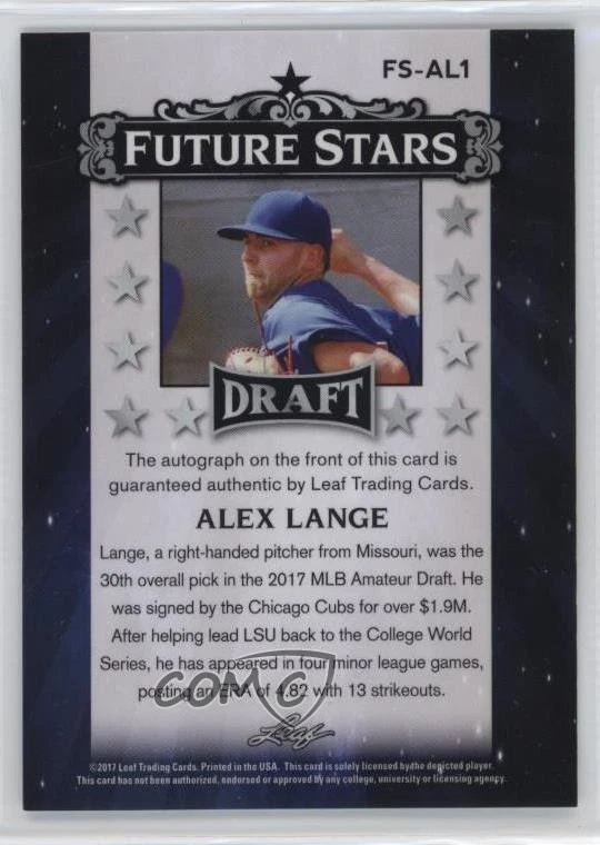 2017 Leaf Metal Draft Future Stars Auto Wave Alex Lange #FS-AL1 Auto - Image 2 of 2