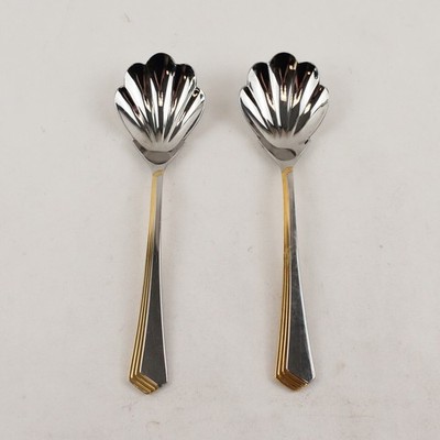 Lot of 2 Yamazaki Ramona Gold Stainless Steel Sugar Spoons 6''