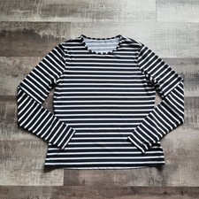 Lands' End Womens Swim Tee Small 6-8 Striped Summer Black White Beach Pool