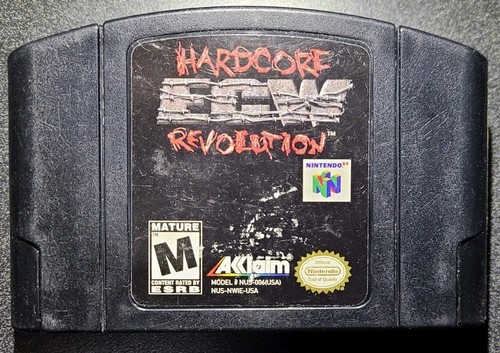 Hardcore ECW Revolution N64 Vintage BLOCKBUSTER Authentic CLEANED & TESTED  - Picture 1 of 6