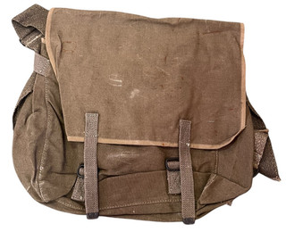 Vintage French Army TTA Musette Khaki Green Canvas Messenger Bag 1950's Military