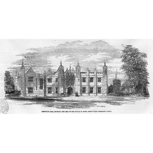 SUFFOLK Hengrave Hall Seat of Sir Thomas Gage Bart - Antique Print 1854