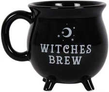 Witches Brew Cauldron Mug – Black Stoneware Coffee Tea Cup Gothic Witchy Gift