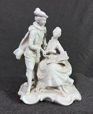 Victorian Dresden Porcelain Courting Couple White 1930s Franz Wittwer Germany