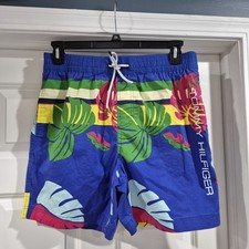 Tommy Hilfiger Swim Trunks Mens Large Tropical Hawaiian Resort Lined Surf Shorts