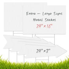 Arrow Sign with Metal H-Stake, 2-Pack Extra-Large Blank Yard Signs 24 x 16  ...