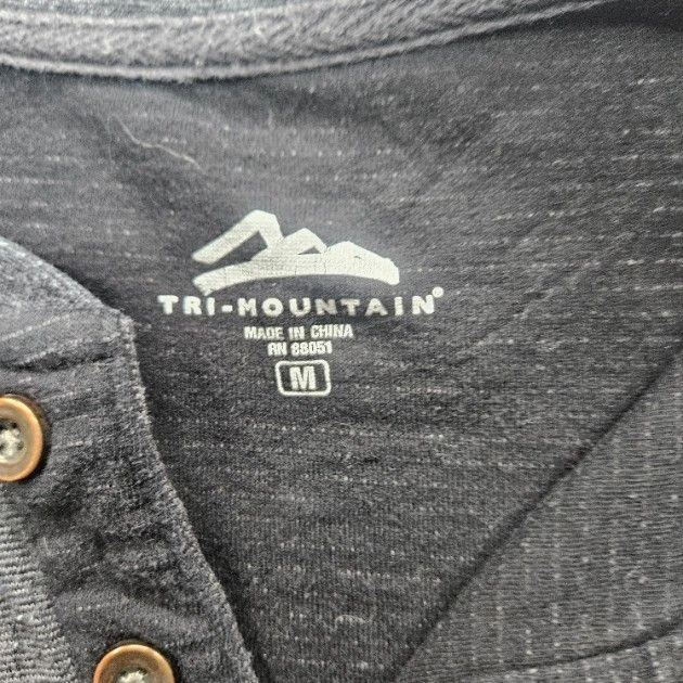 Camisa Henley Continental Tri-Mountain Para Hombre Talla Mediana Negra Gris Manga Larga Foto 3 de 4