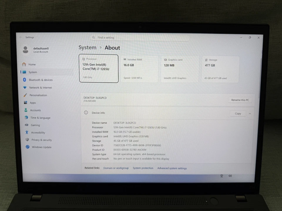Lenovo ThinkPad T14 G3 · i7-1265U · 16GB · 512GB, photo 3 of 5