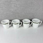Vintage 4 Pc Pyrex Spring Blossom Green Crazy Daisy Milk Glass Mugs 300ml Retro