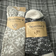 2 X Ladies' BearPaw 4 Pairs Boot Socks  3 Pairs Boot Soft Crew Socks Size 5-10