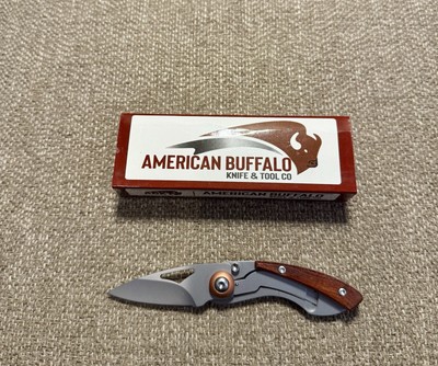 ABKT TAC Fleck Framelock Brown Wood Folding Stainless Pocket Knife