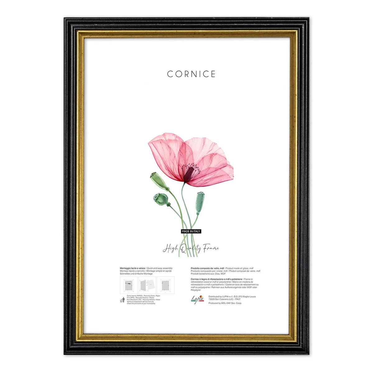 LUCKYLIFE Cornice Portafoto 5x7 Cm – Design Minimal Per Tavolo O Parete, Colore Nero, Legno Composto